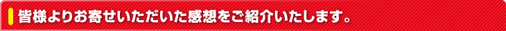 皆様よりお寄せいただいた感想をご紹介いたします。